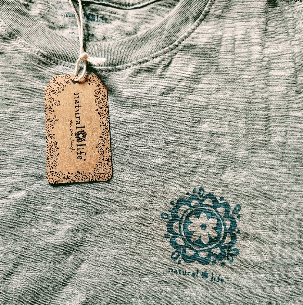 Natural Life Green 100% Cotton Crew Neck T-Shirt with Logo - Picture 5 of 5